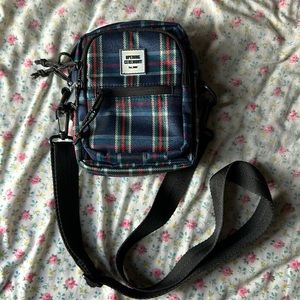 Opening Ceremony Logo Plaid Mini crossbody in navy